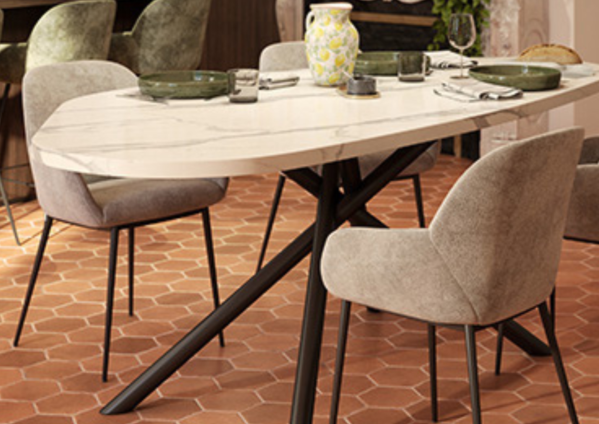 Table Décor Marbre Carrara 4 personnes Dolce