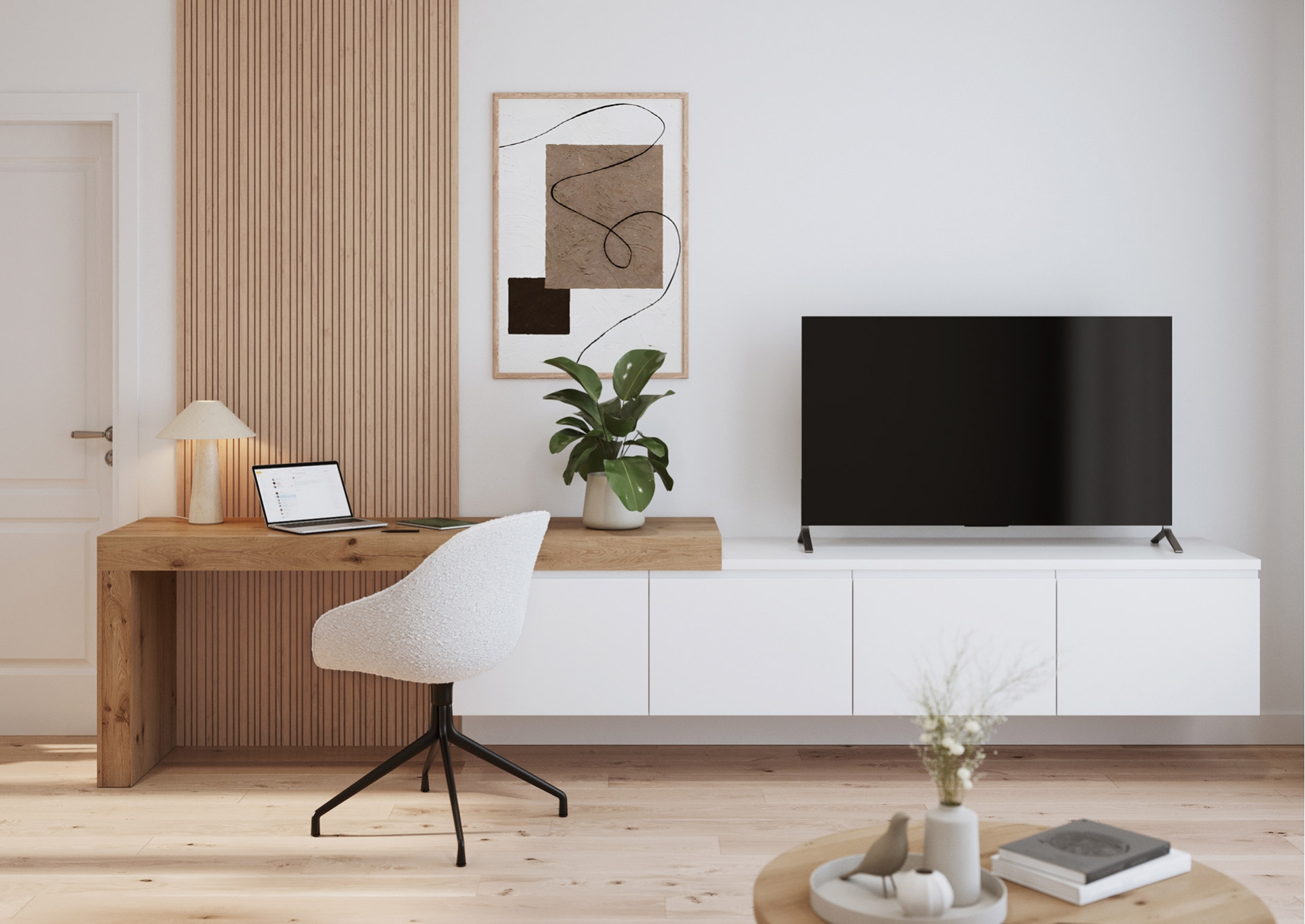 Meuble TV bureau Modano Blanc Alpin